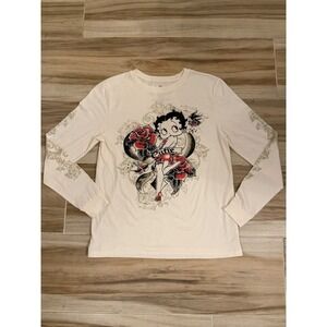 Betty Boop Fleischer Studios Long Sleeve Graphic Tee Shirt Small Cutie Rose